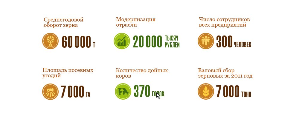 Информативные иконки для показателей компании Создание, дизайн и продвижение сайта